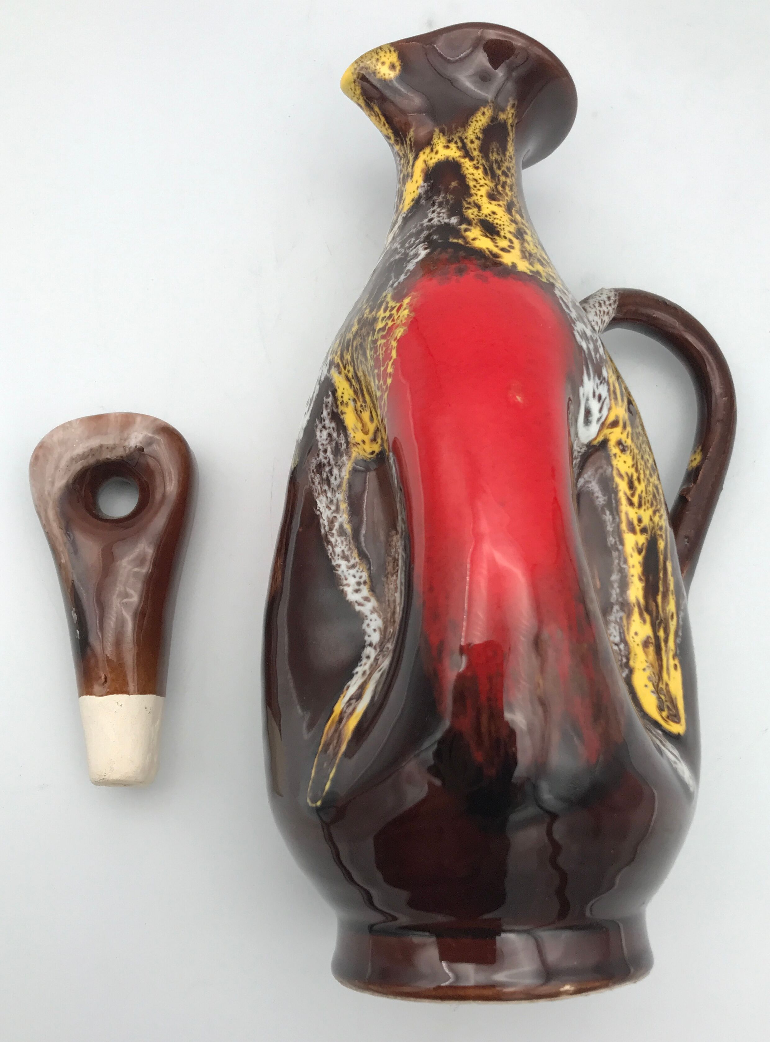 Ceramic bottle of vallauris polychrome enamel 25 cm