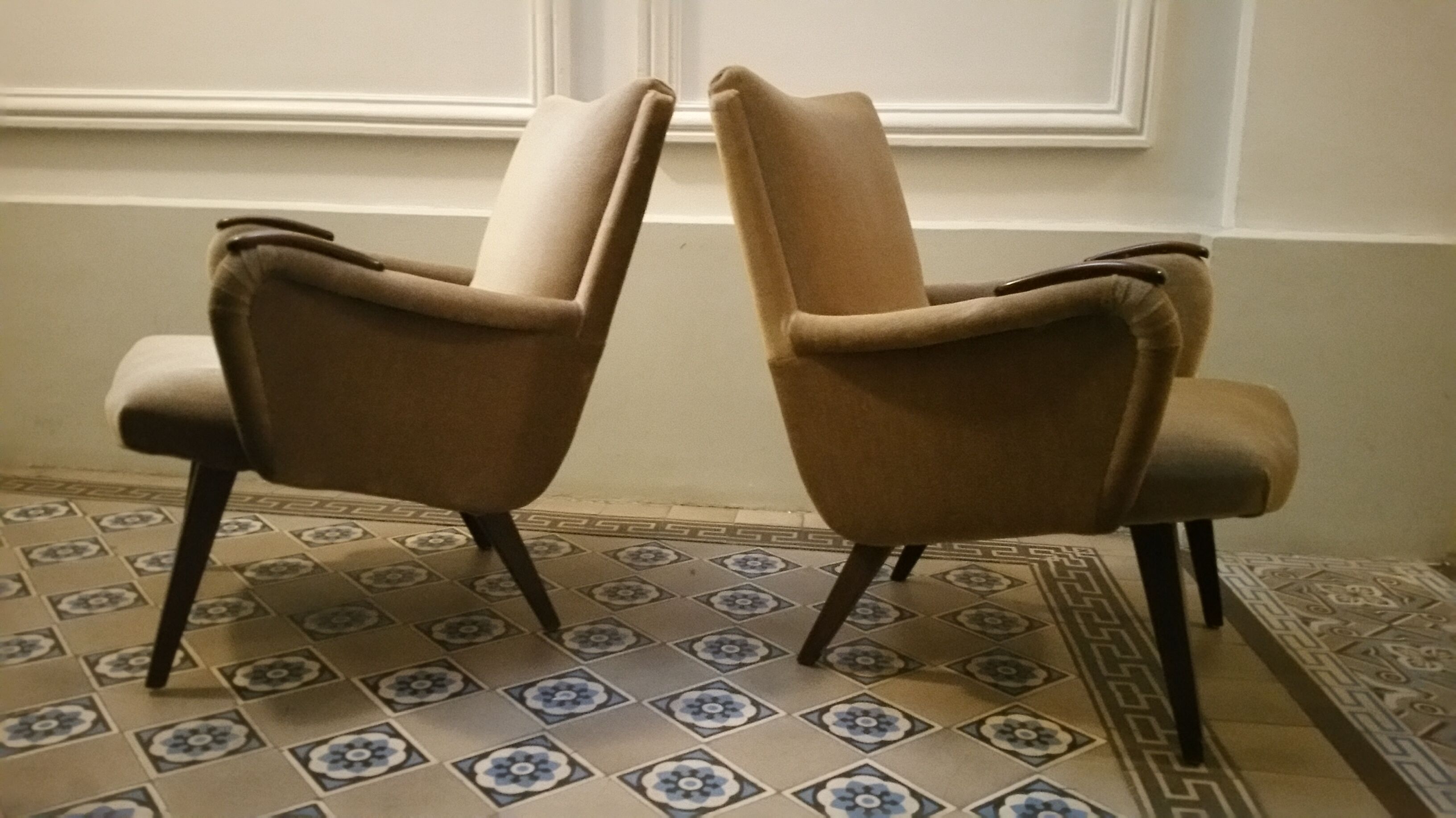 Pairs of armcchairs Danish 50/60s Arno Votteler knoll