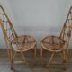 Paire de chaises en bambou et rotin années 70