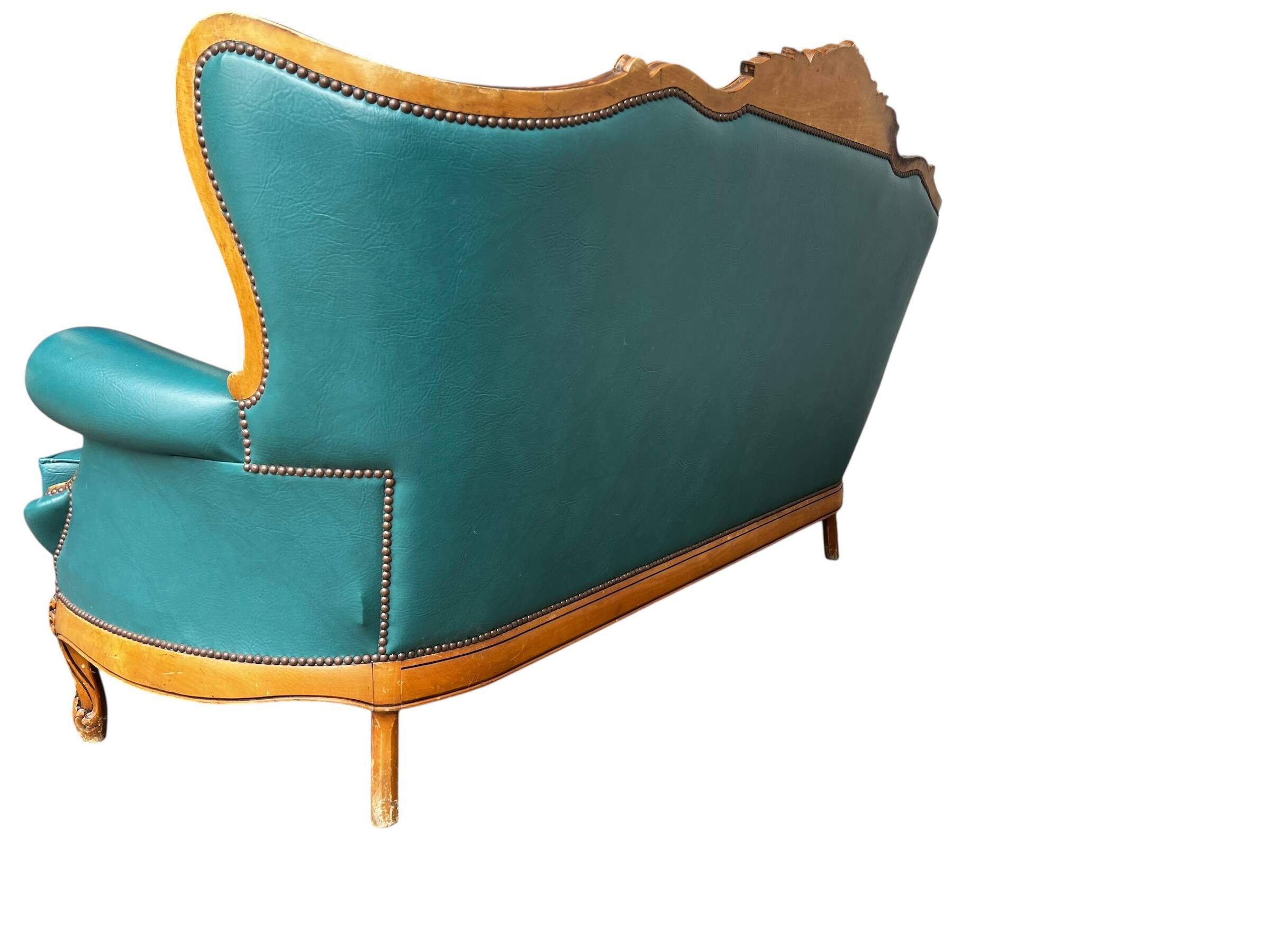Canapé baroque vintage turquoise
