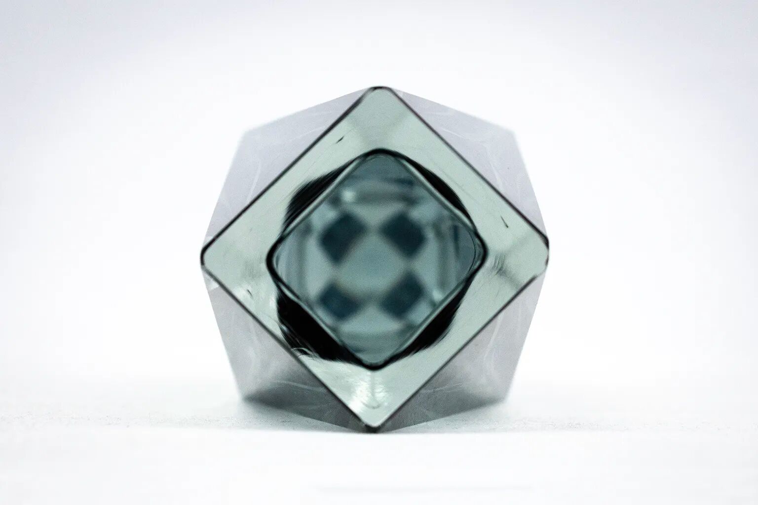 Faceted submerged vase, grey-blue Murano glass – dlg Flavio Poli