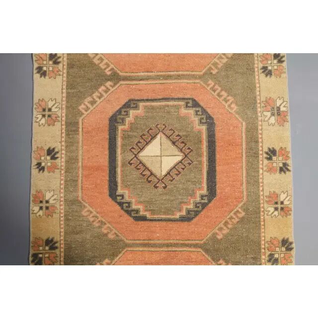 Vintage Turkish Oushak Handmade Wool Cotton Orange Runner 101x295