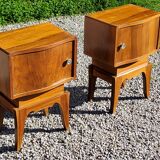 Pair of vintage 50s walnut bedside tables