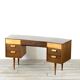 Midcentury Uniflex Walnut And Beech Concave Desk Designed By Gunther Hoffstead .