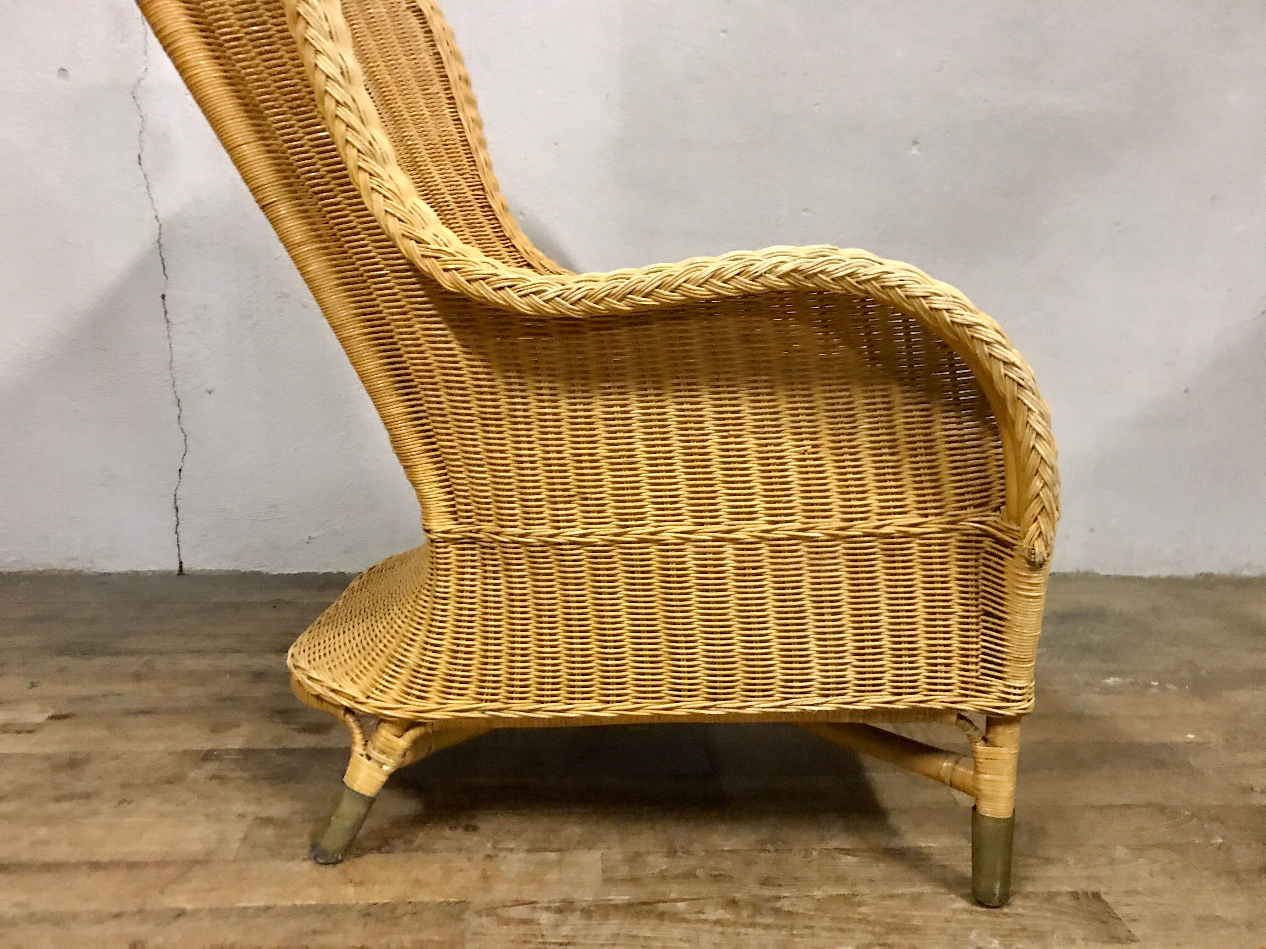 Fauteuil en rotin bambou osier 1950/1960 vintage