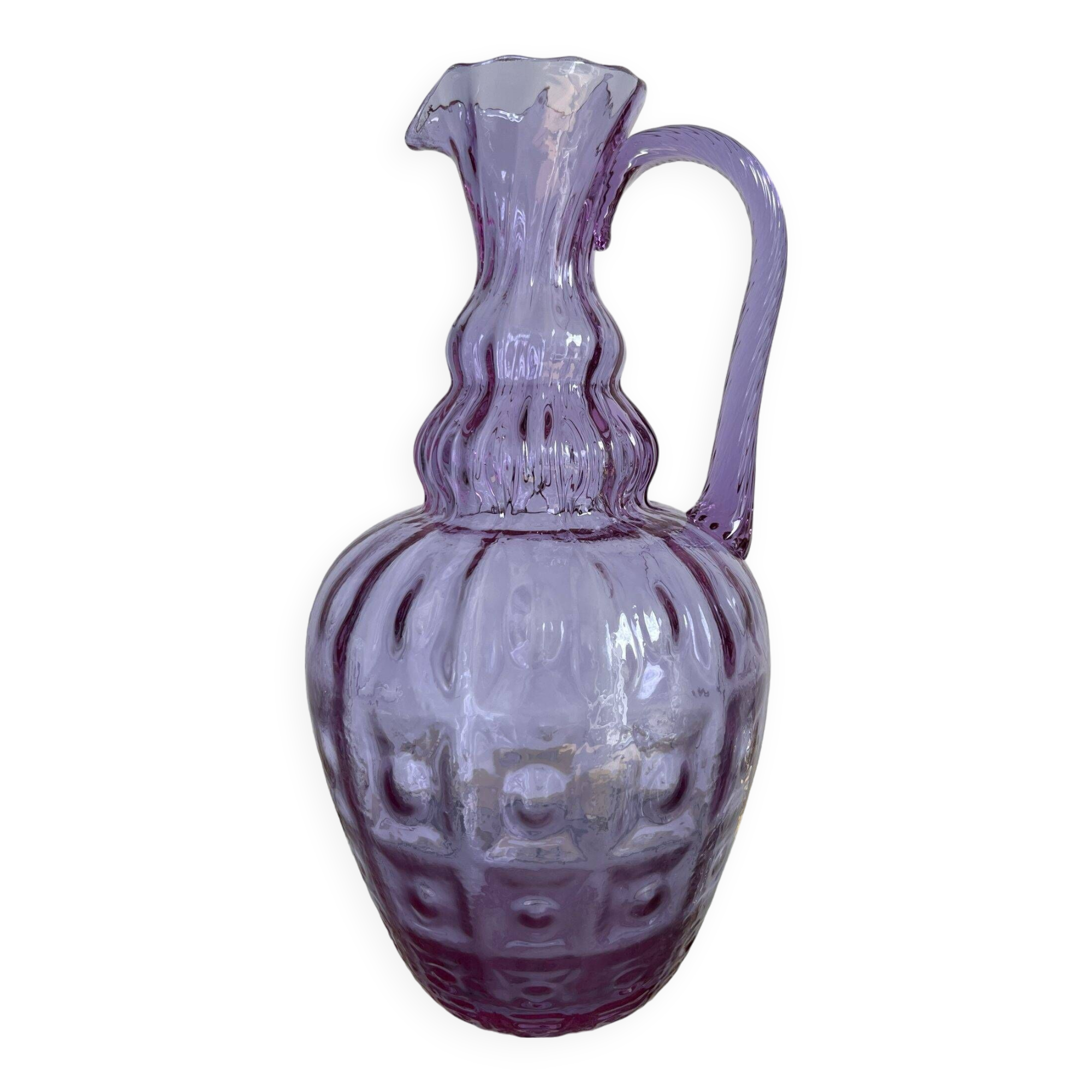 Large purple Empoli glass pitcher