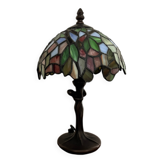 Tiffany lamp with bronze naiad base, 20th century