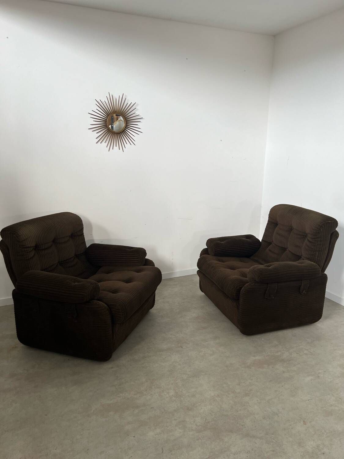 Set of 2 vintage Airborne French design armchairs from the 60s in velvet