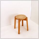 Vintage Four-Legged Organic Woven Stool