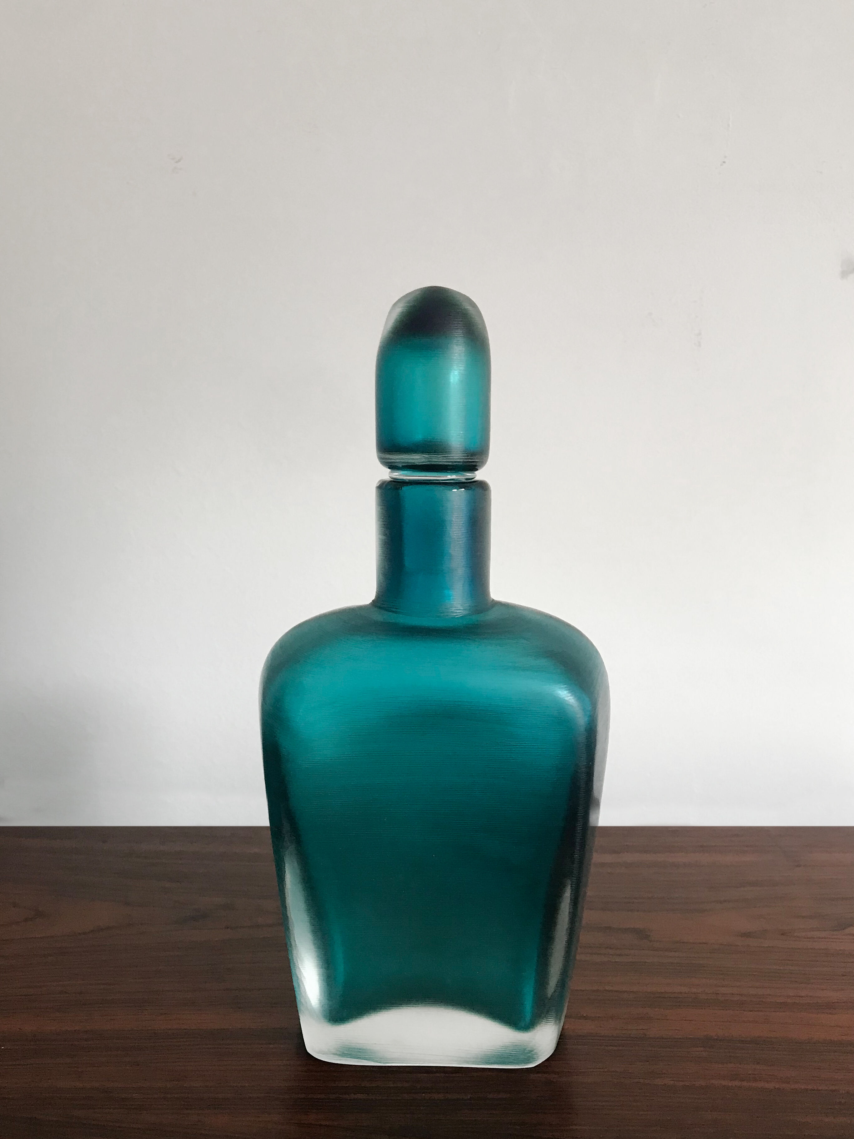 Italian venini murano blue glass bottle incisi serie 1981