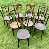 Set of 8 mismatched bistro chairs
