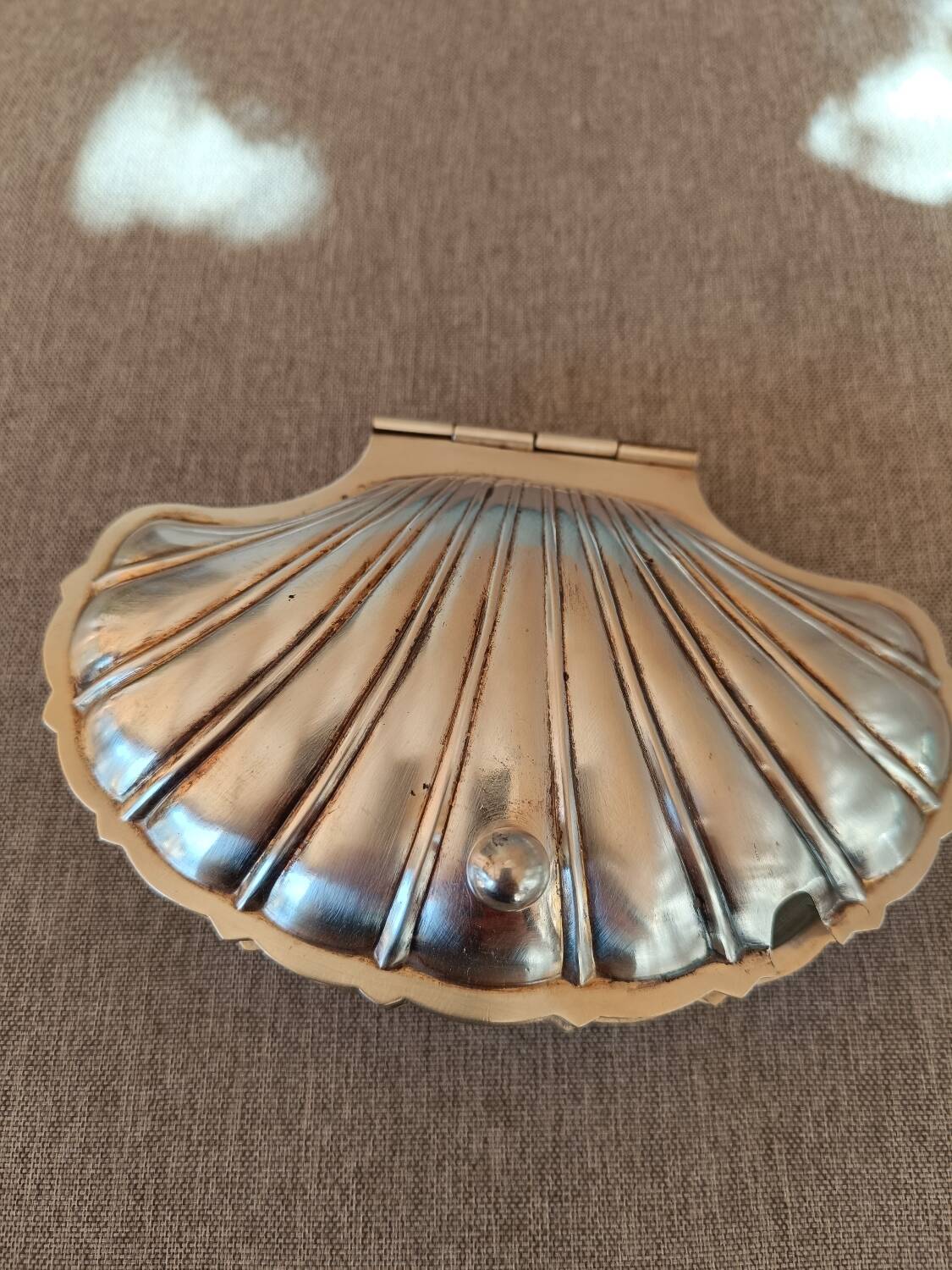 Silver metal butter dish