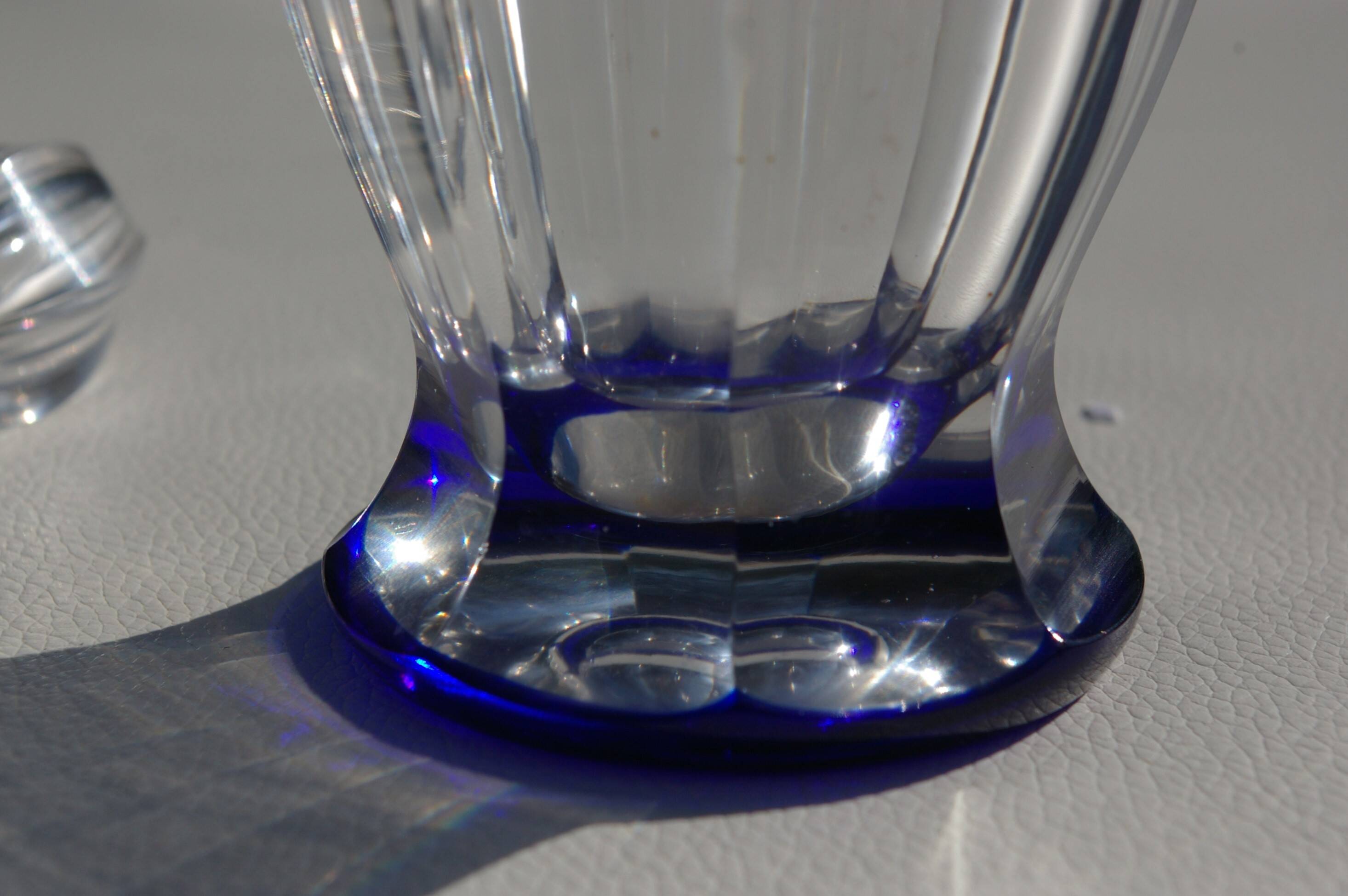 St. Louis BristoL pattern cut crystal liqueur set with blue overlay