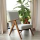 Fauteuil vintage blanc cassé bouclé zig Zag 1970