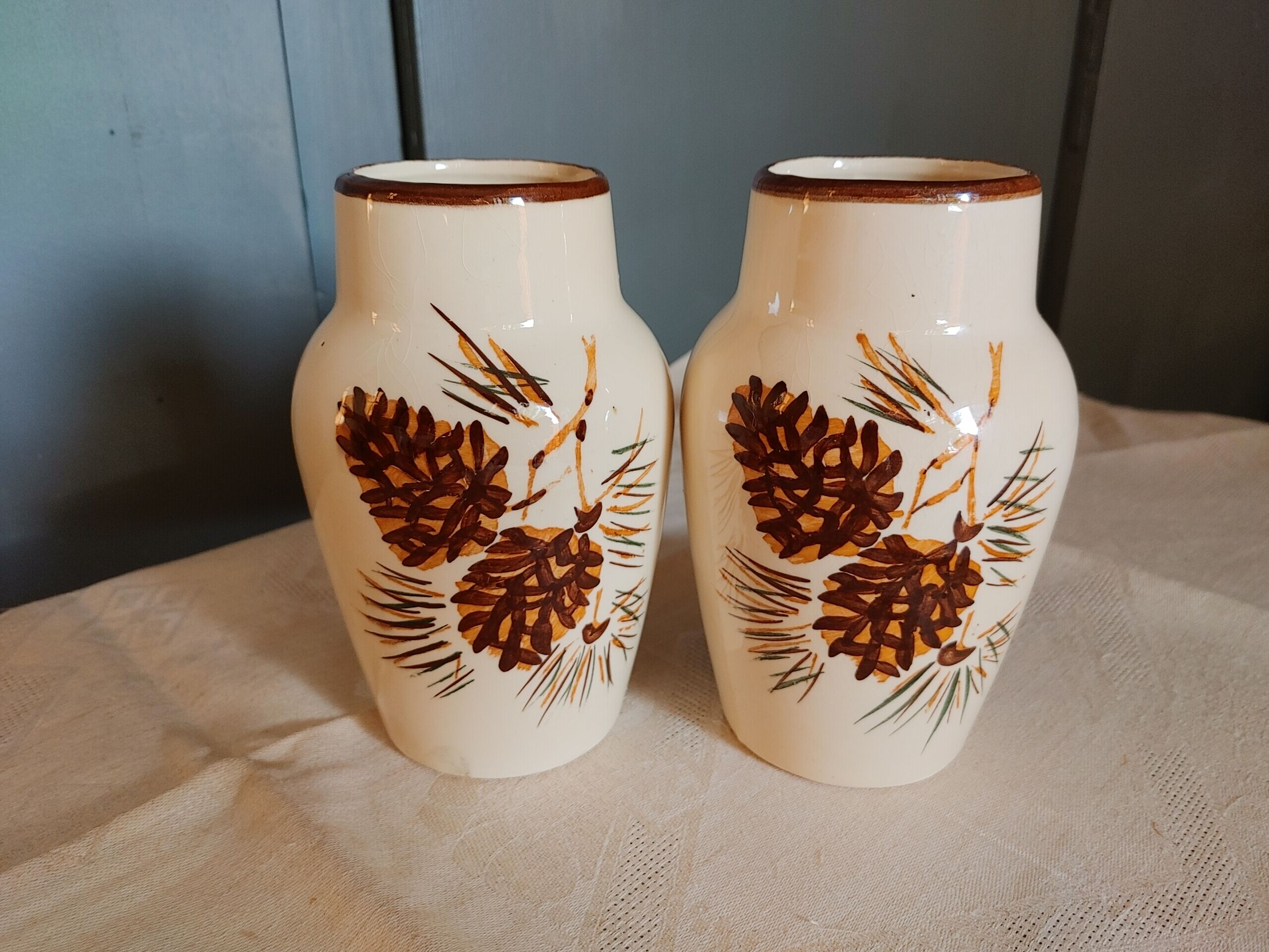 Pair of antique vases Stamped LONGCHAMPS - 15 cm