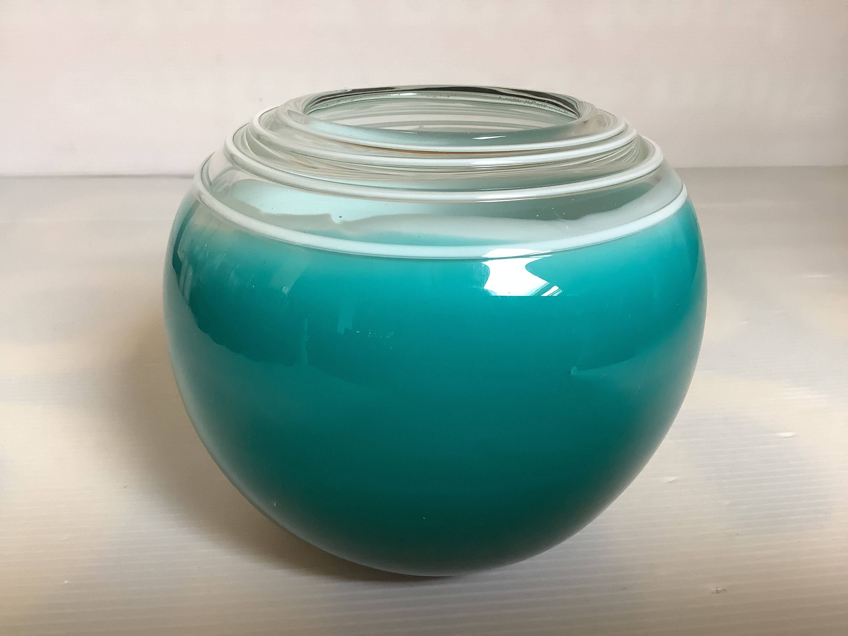 Small turquoise blue Murano style vase