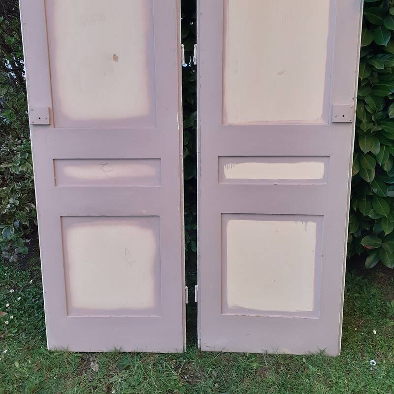 Pairs of large antique Haussmann-style wardrobe doors from the 19th century.
