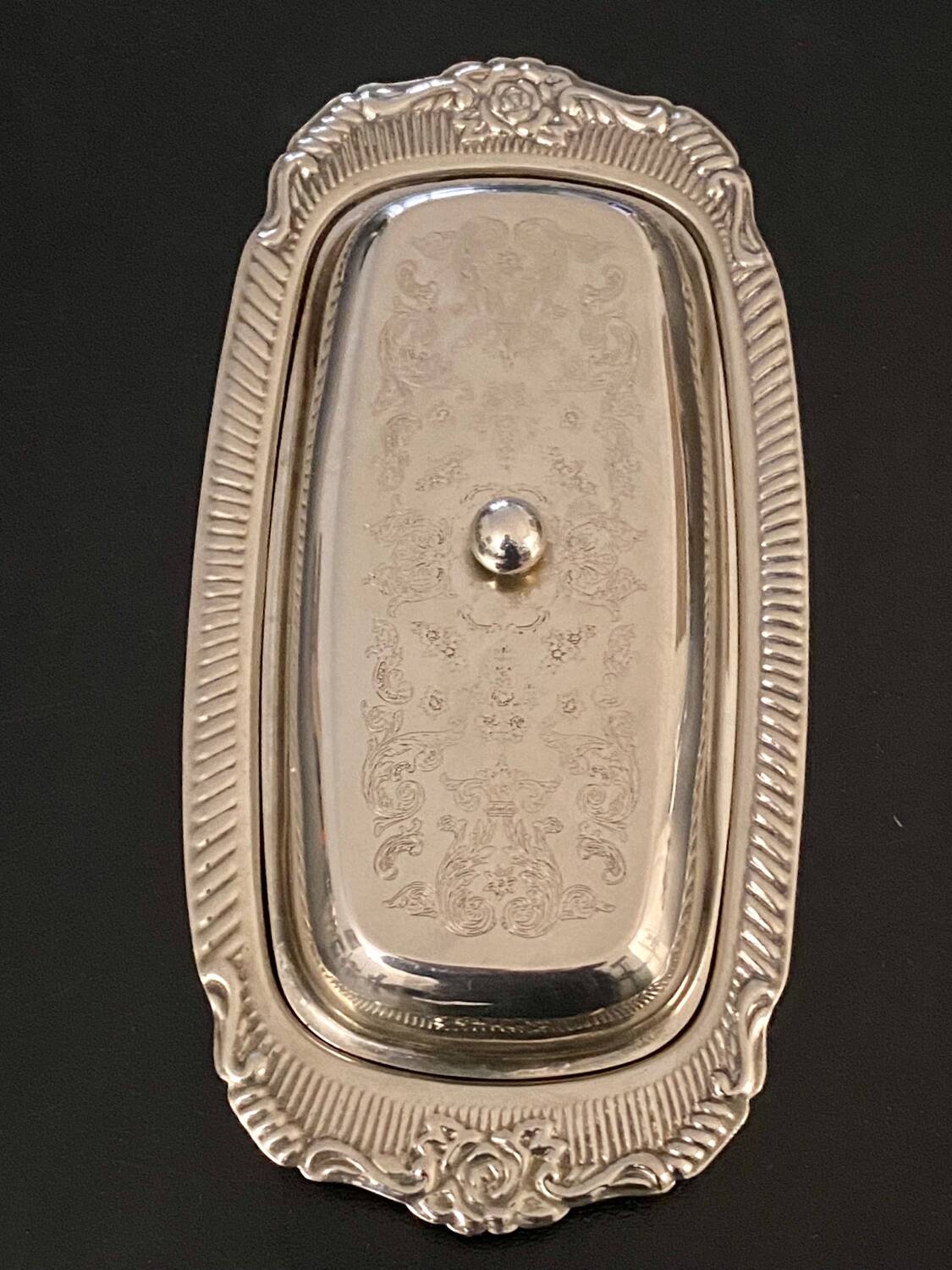 1 stainless steel butter dish and its cup