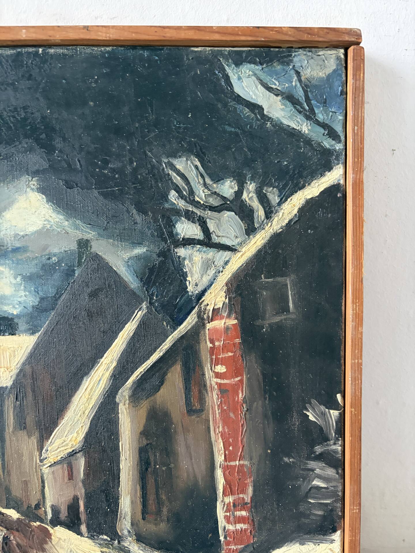 Hiver dans la rue, huile sur toile signée