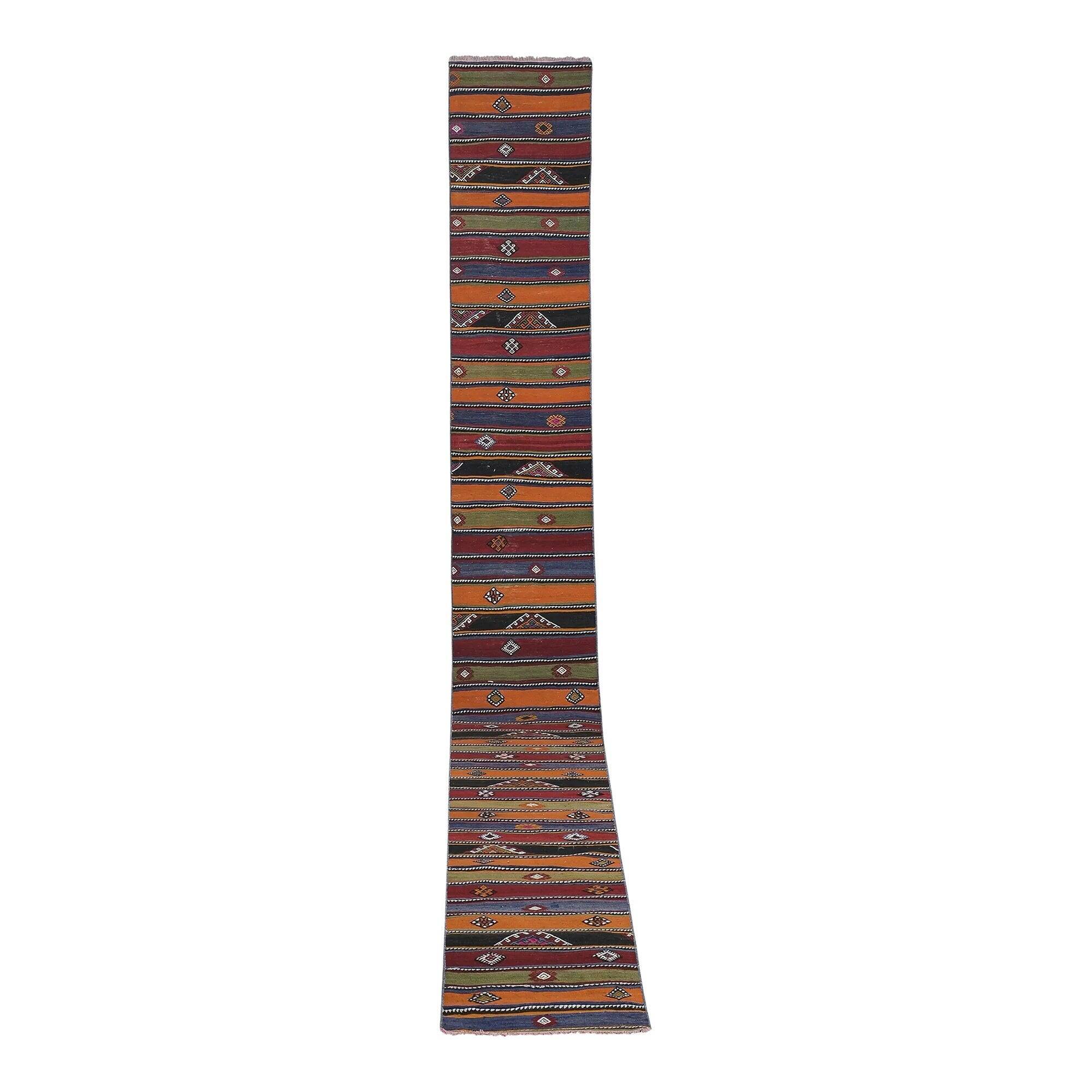 Vintage Turkish hallway rug 67x592 cm