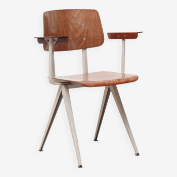 Chair S16 stackable armrests oak / beige