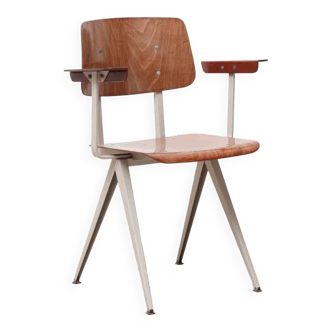 Chair S16 stackable armrests oak / beige