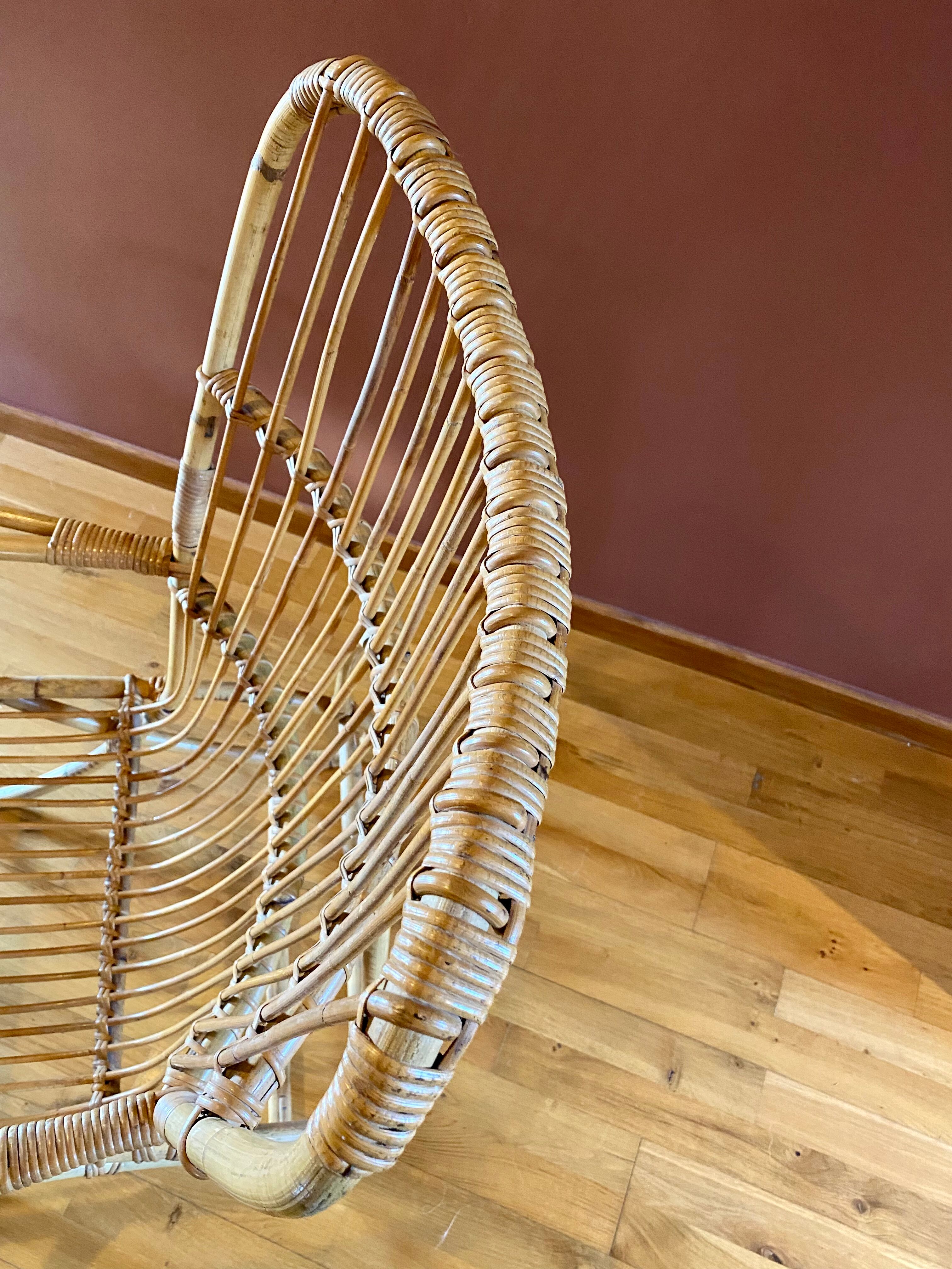 Adult armchair, vintage rattan and bamboo from the 60