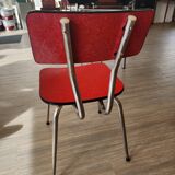 Vintage Lafague red formica set, 1 table, 6 chairs and 1 stool