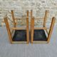 Pair of light wood stools and braided rope, 60s