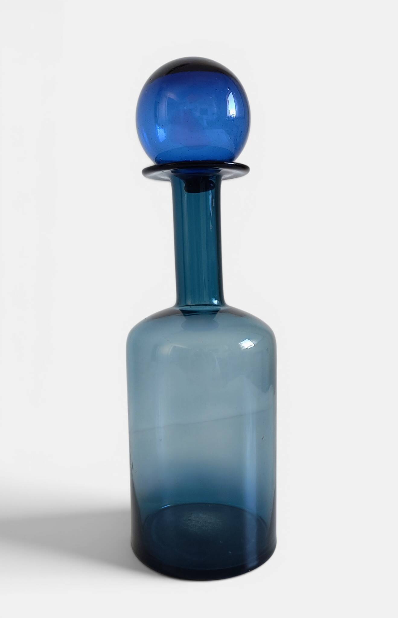 Scandinavia Modern Otto Bauer for Holmegaard Blue Glass Bottle Decanter