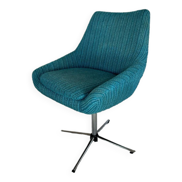 Chaise pivotante Knoll bouclettes de laine années 70