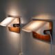 Pair of Scandinavian wall lamps in teak and acrylic 1970