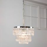 Vintage Italian Crystal & Chrome Chandelier, 1970s