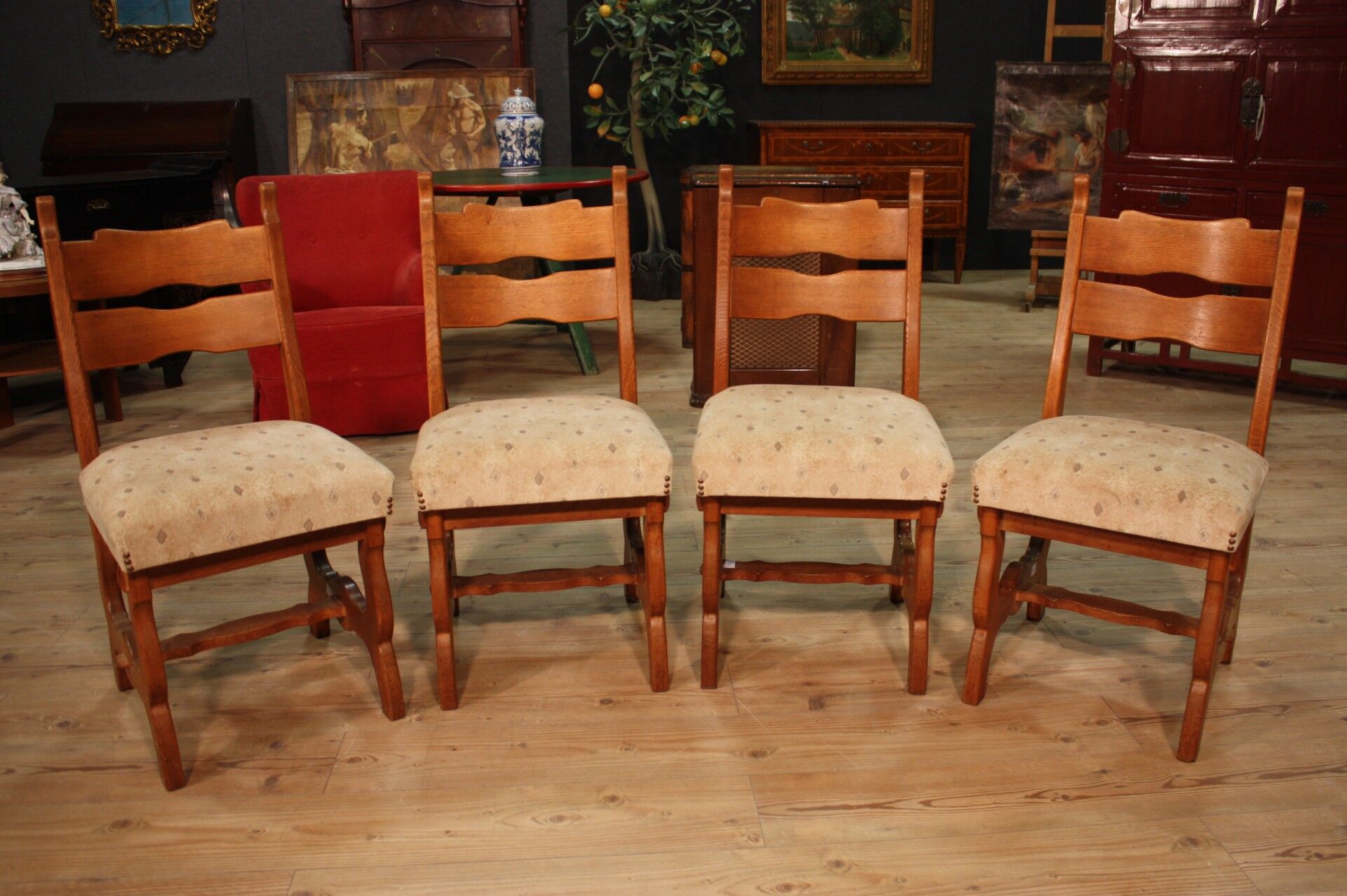 Lot de 4 chaises rustiques