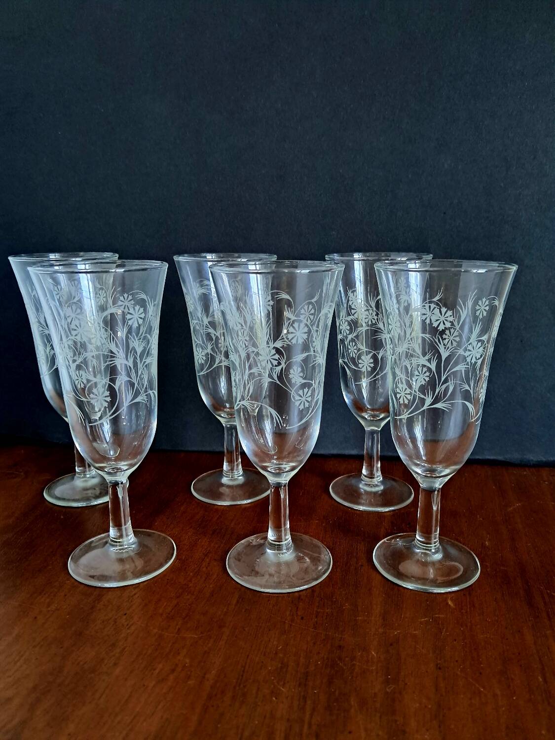 6 flûtes à champagne enghien luminarc années 50/60