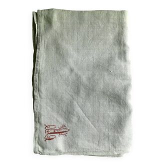 Old harvest tablecloth in hemp tinted in monsoon green