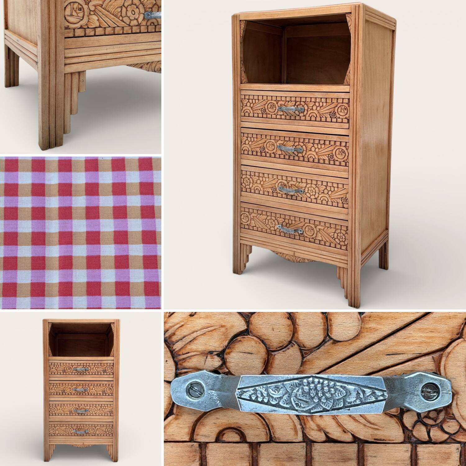 Commode haute art déco bois brut 1930