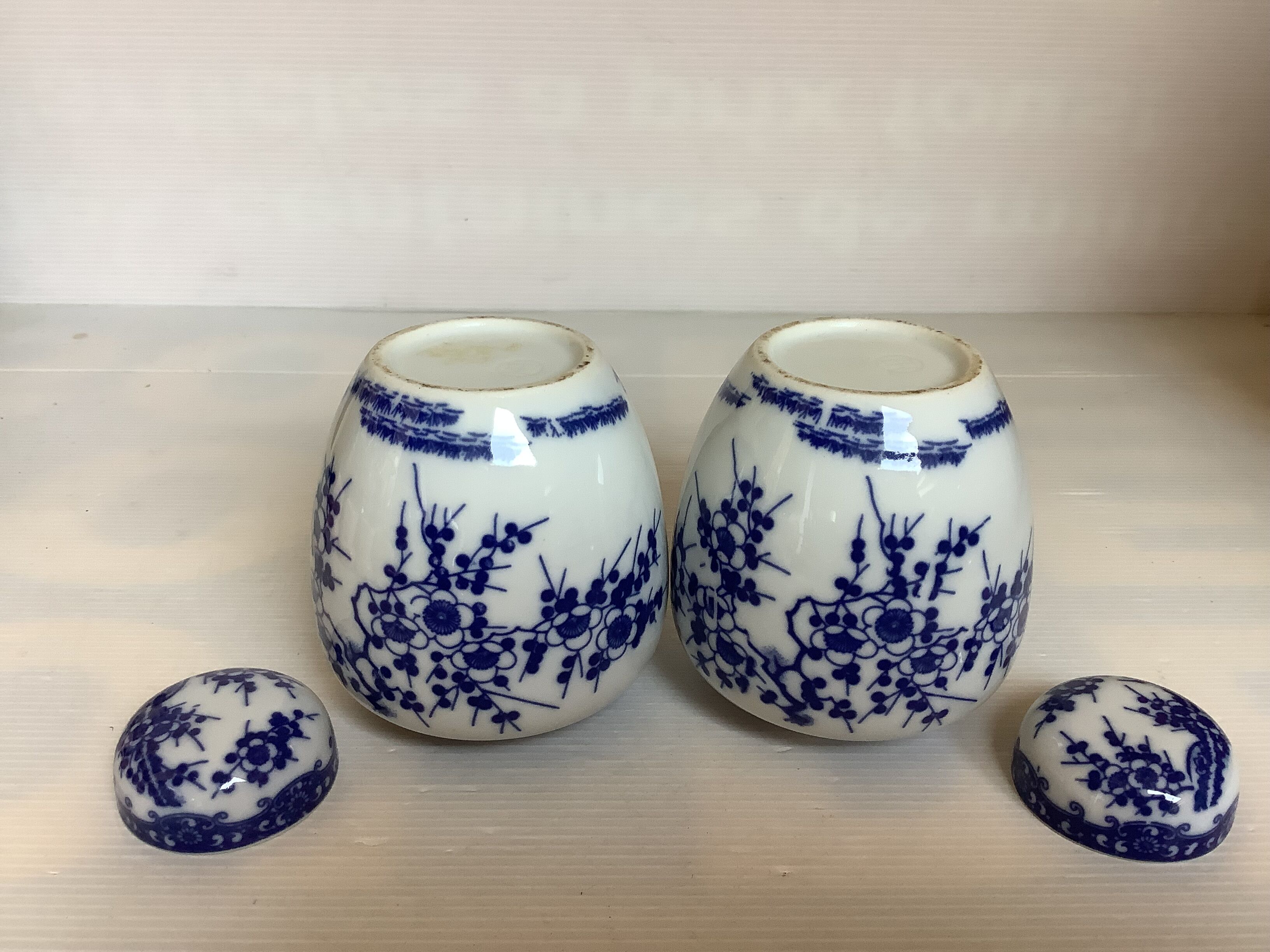 Paire de vases fleurs bleues