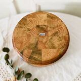 Large Scandinavian glass and wood salad bowl BLOMBERG GOTENE SWEDEN