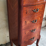 Chiffonnier Louis XV marquetry and marble