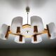 Scandinavian chandelier in wood and perspex