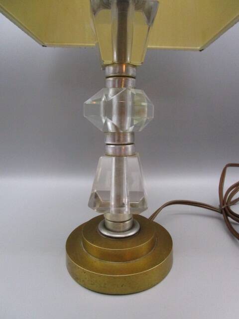 Antique art deco lamp in brass and crystal
