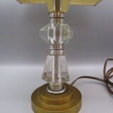Antique art deco lamp in brass and crystal