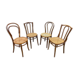 Set of 4 Bistro chairs mismatched curved wood
