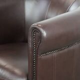 English style round leather club chair in very good condition