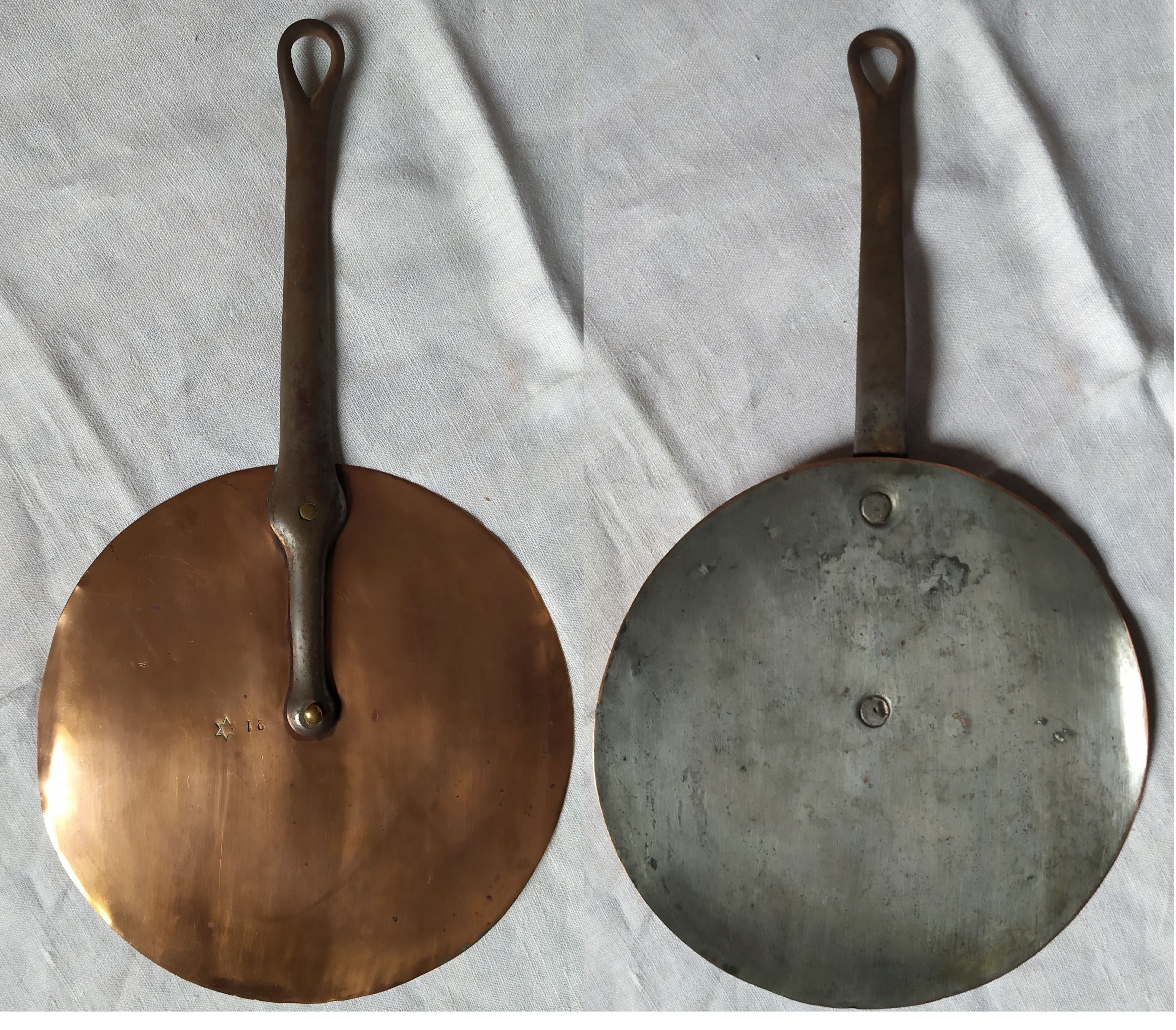 Set of 3 copper lids late nineteenth early twentieth century