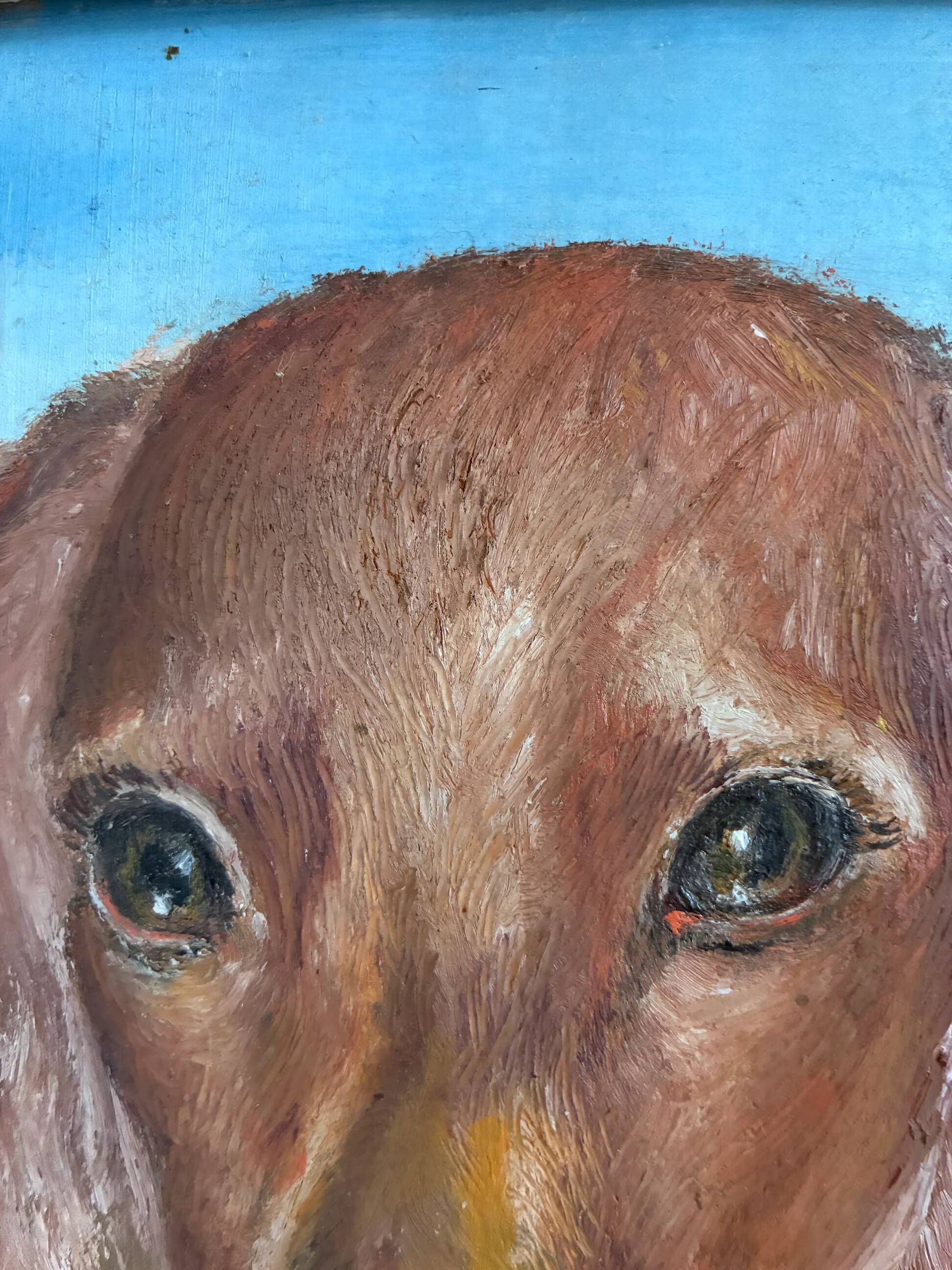 Vintage original dog portrait oil paintings set
