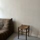 tabouret de table vintage en bois et osier, 1960