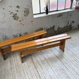 Pair of Charlotte Perriand Les Arcs pine benches