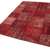 Handwoven Anatolian Contemporary 171 cm x 245 cm Red Patchwork Carpet